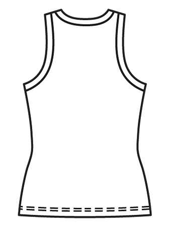 Технический рисунок топа-майки приталенного силуэта спинка