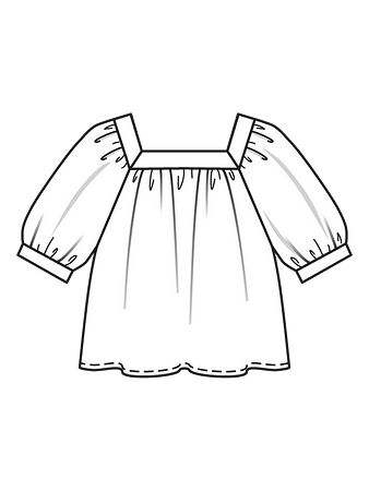 Технический рисунок блузки в крестьянском стиле спинка
