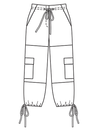 Технический рисунок укороченных брюк с карманами