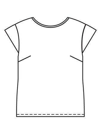 Технический рисунок блузки с V-вырезом на спинке
