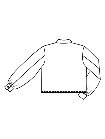 Технический рисунок короткой блузки рубашечного кроя спинка