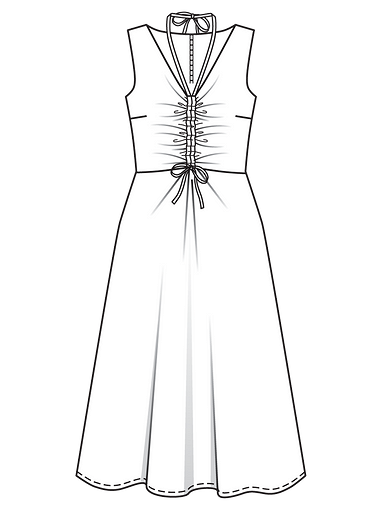 Платье с V-вырезом и сборкой на лифе