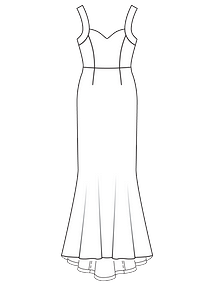 Технический рисунок свадебного платья силуэта «русалка»