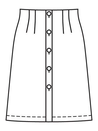 Технический рисунок юбки слегка расклешенного силуэта