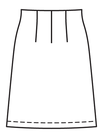 Технический рисунок юбки слегка расклешенного силуэта вид сзади