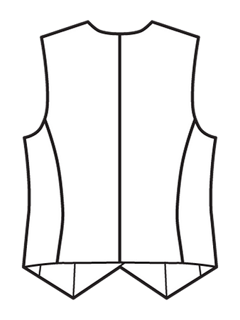 Технический рисунок жилета с асимметричной застёжкой спинка