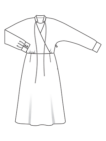 Технический рисунок платья  с цельнокроеными рукавами