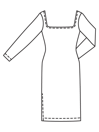 Технический рисунок облегающего платья-бодикон спинка