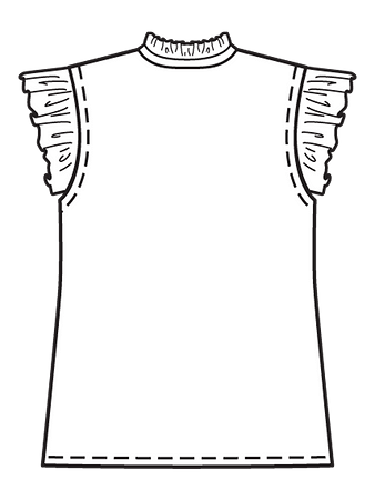 Технический рисунок блузки в романтичном стиле спинка