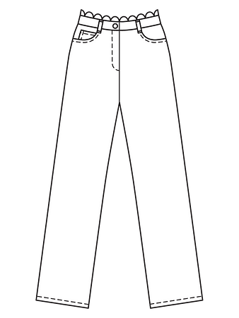 Технический рисунок джинсов прямого кроя