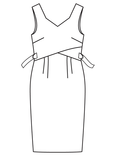Платье-футляр с необычным лифом