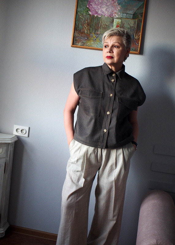 Блуза-жилет в стиле милитари от лена калугина