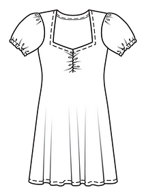 Технический рисунок трикотажного платья с фигурным вырезом