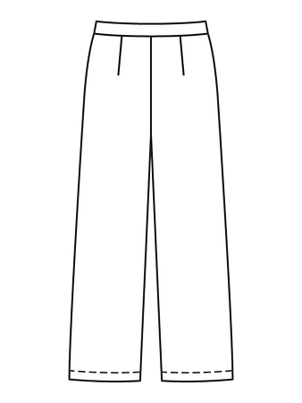 Технический рисунок широких льняных брюк вид сзади