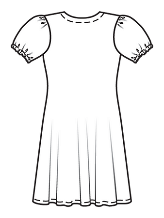 Технический рисунок трикотажного платья с фигурным вырезом спинка