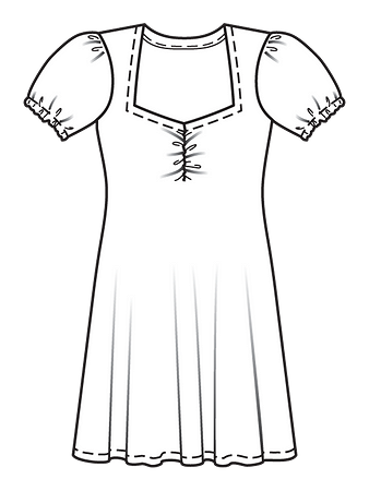 Технический рисунок трикотажного платья с фигурным вырезом
