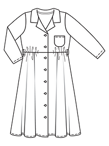 Технический рисунок длинного платья рубашечного кроя