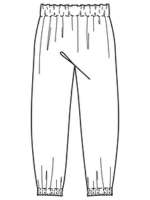 Технический рисунок простых брюк  на эластичном поясе