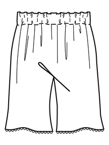 Технический рисунок удлинённых шорт простого кроя