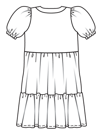 Технический рисунок платья с воротничком «Питер Пэн» спинка