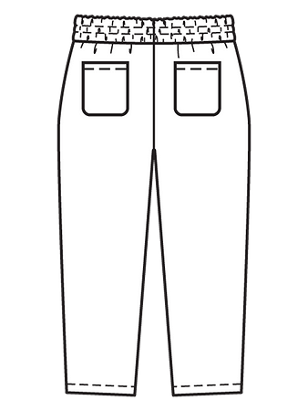 Технический рисунок трикотажных брюк в спортивном стиле вид сзади