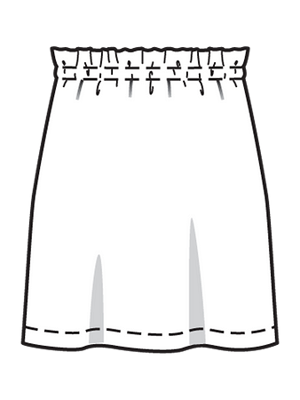 Технический рисунок простой юбки на кулиске вид сзади