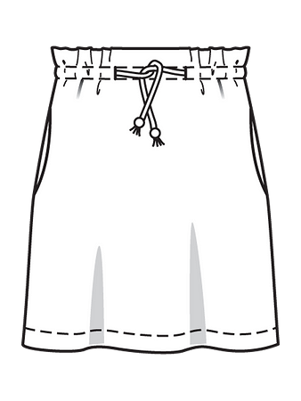 Технический рисунок простой юбки на кулиске