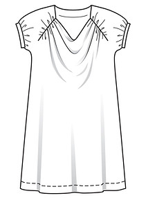 Технический рисунок платья с драпирующимся вырезом