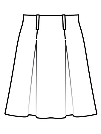 Технический рисунок юбки расклешенного силуэта вид сзади