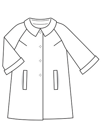 Технический рисунок пальто с рукавами реглан