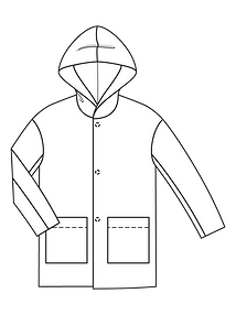 Технический рисунок пальто с большим капюшоном