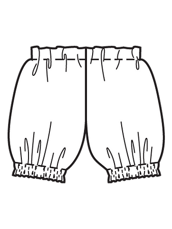 Технический рисунок шорт блумеров на эластичном поясе вид сзади