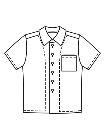 Технический рисунок рубашки  с короткими рукавами