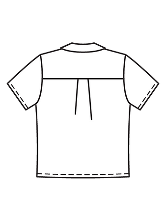Технический рисунок рубашки  с короткими рукавами спинка