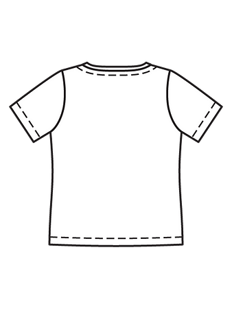 Технический рисунок базовой футболки прямого кроя спинка