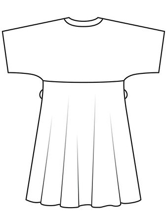 Технический рисунок платья широкого кроя вид сзади