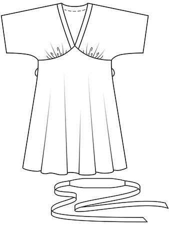 Технический рисунок платья широкого кроя