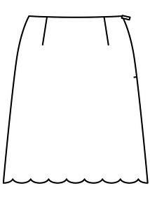 Технический рисунок юбки-трапеции из ткани с пайетками
