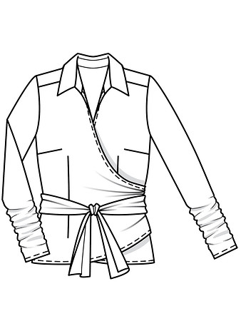 Технический рисунок блузки с удлиненными рукавами