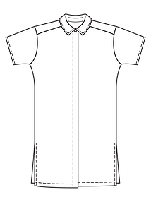 Технический рисунок свободного платья рубашечного кроя