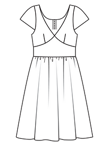 Технический рисунок платья с фигурным втачным поясом