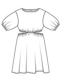 Технический рисунок платья с вырезами на талии