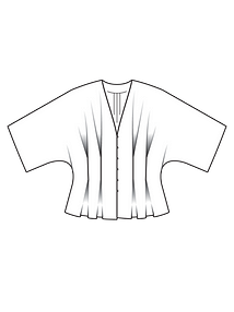 Технический рисунок эффектной блузки с цельнокроеными рукавами
