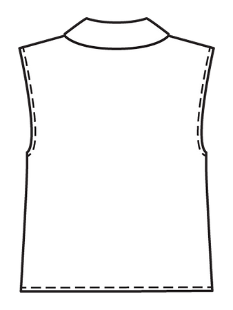 Технический рисунок блузки с удлинённой линией плеч спинка