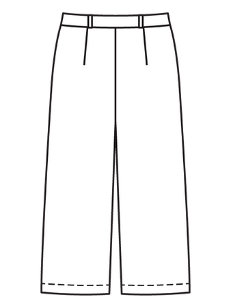 Технический рисунок прямых брюк  длиной 7/8 вид сзади