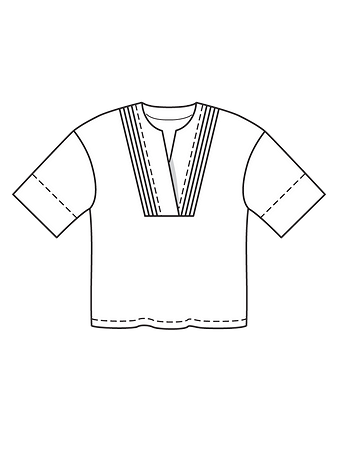 Технический рисунок свободной блузки с пластроном
