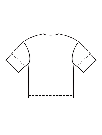 Технический рисунок свободной блузки с пластроном спинка