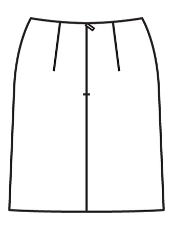 Технический рисунок юбки из вязаного кружева вид сзади