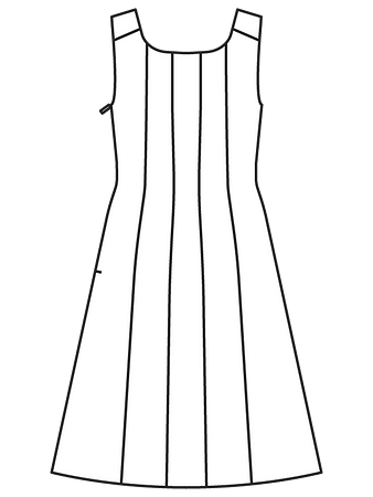 Технический рисунок платья-сарафана приталенного силуэта спинка