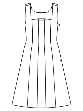 Технический рисунок платья-сарафана приталенного силуэта